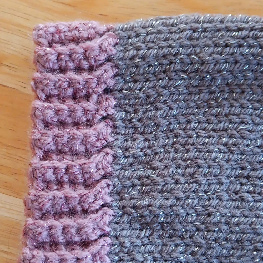 Handknit Taupe Brown & Dusty Pink 1960s Retro Style Pompom Pixie Baby Hat 6-12M